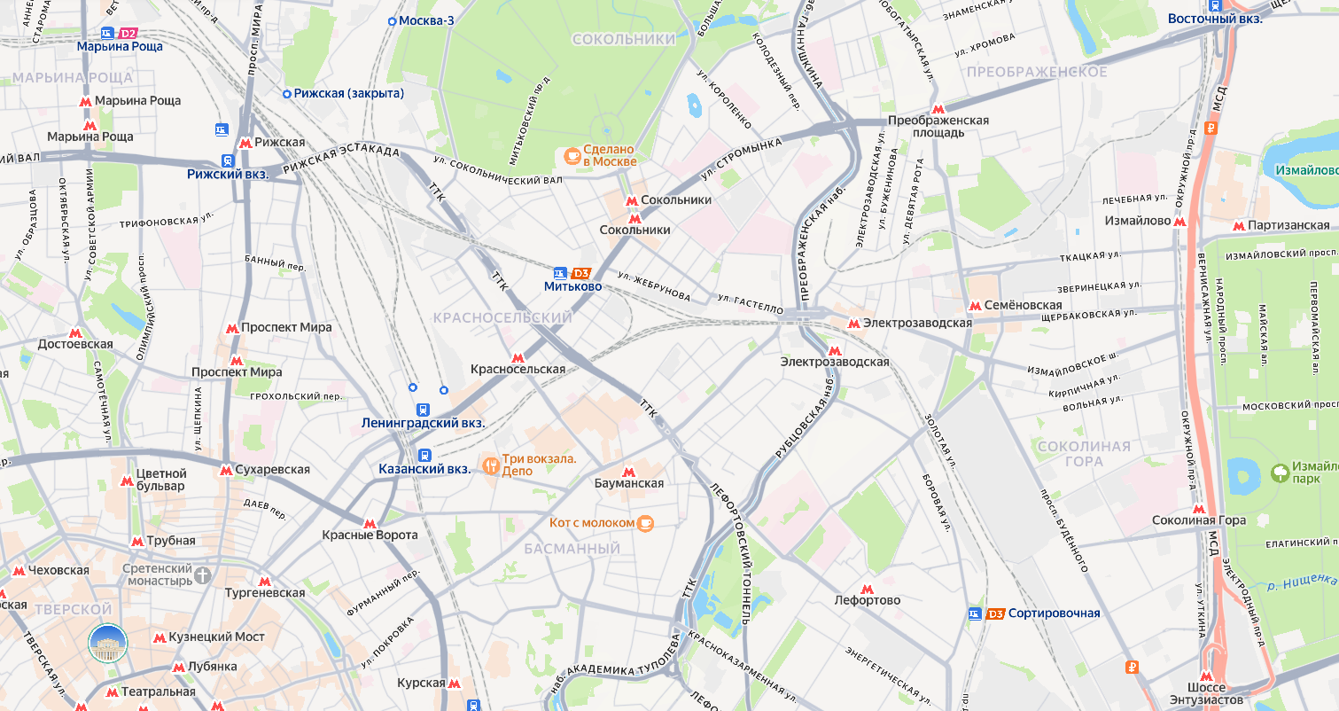 Карта района клиники в Москве